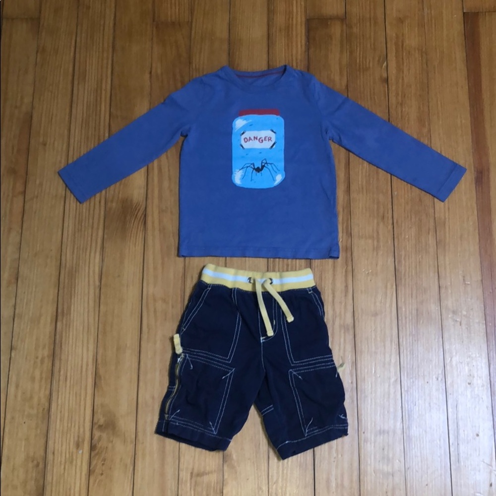 MINI BODEN BABY BOY TEE & CARGO SHORTS 2-3 EUC